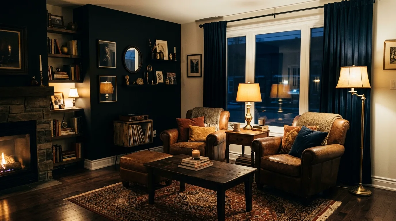 Bring in velvet and textured upholstery inspiration for a moody living room.